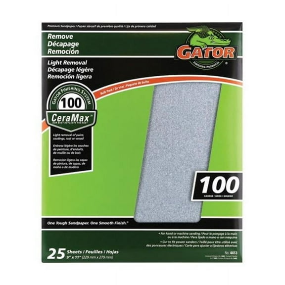 Gator Grit 3403 100 Grit Sandpaper - pack of 25