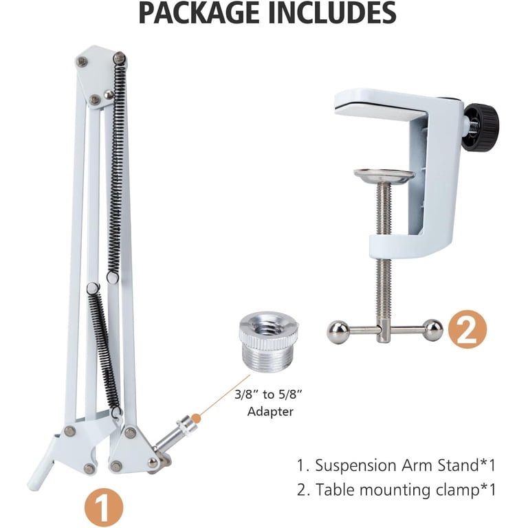 SUNMON White Boom Arm for Fifine K688 - Mic Boom Arm Compatible