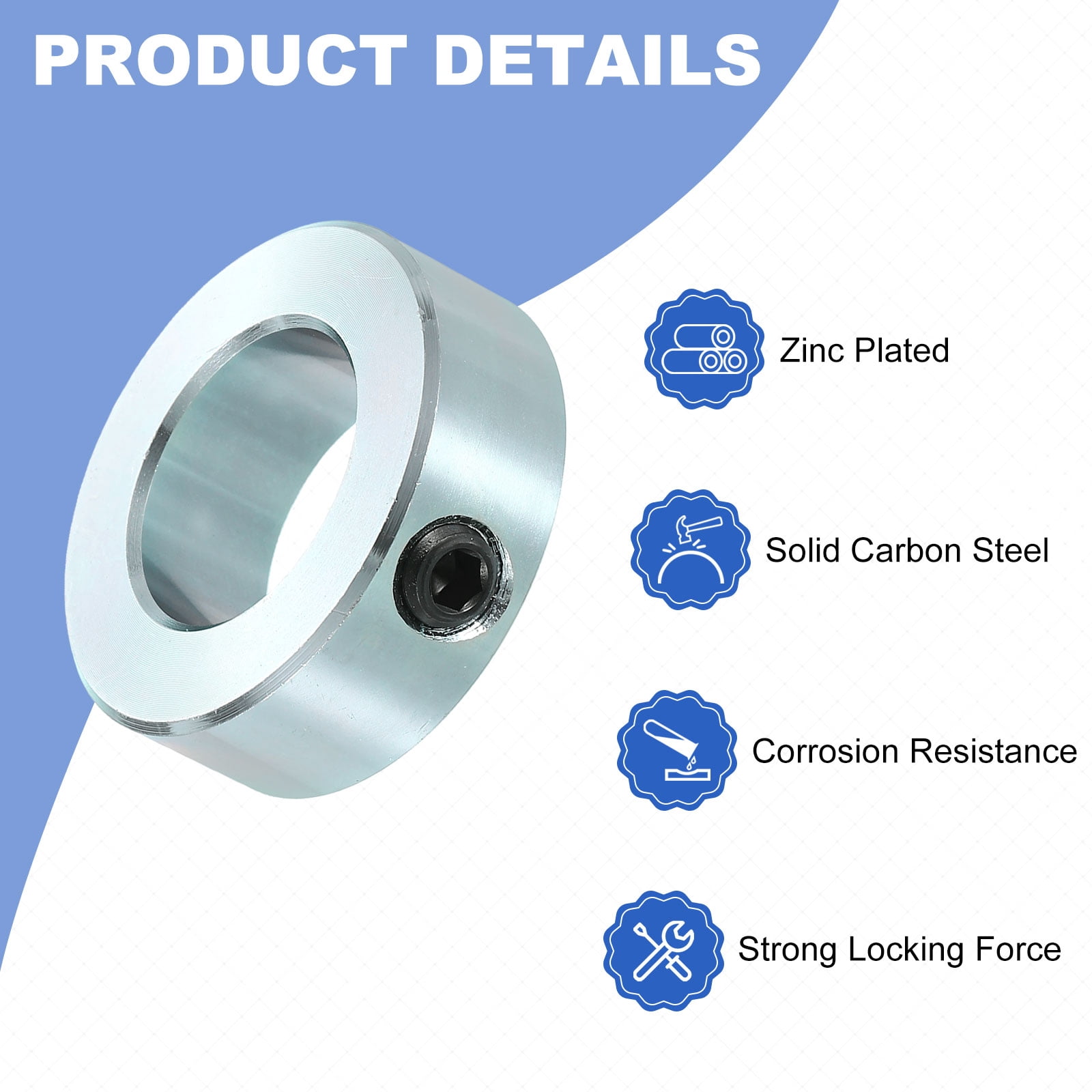 8pcs Set Screw Collars 15/16" Bore Carbon Steel Shaft Collars, 1-5/8" OD, 9/16" Width Lock Axle Collar Clamp