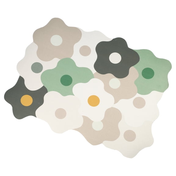 Unique Bargains 1 Pc Drain Pad Floral Dish Drying Mat for Kitchen Coffee Color White 15.75"x11.81"x0.14"