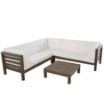 thumbnail image 5 of Argentine 4 Piece Outdoor Wooden Sectional Set with Cushions, Grey Finish, White, 5 of 6