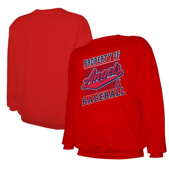 Men's Stitches Red Los Angeles Angels Lightweight Crew Sweatshirt