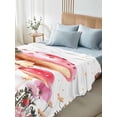 thumbnail image 4 of Twin XL Size Flat Sheet Only, Pink Mushroom Soft Brushed Microfiber Bed Sheets, Spring Botanical Floral Summer Hotel Quality Breathable Bedding Top Sheet, Easy Care, 66"x102", 4 of 9