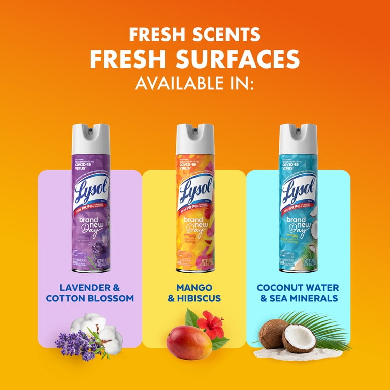 Lysol Disinfectant Spray Mango Hibiscus 19 fl oz 2 Pack Kills 99.9
