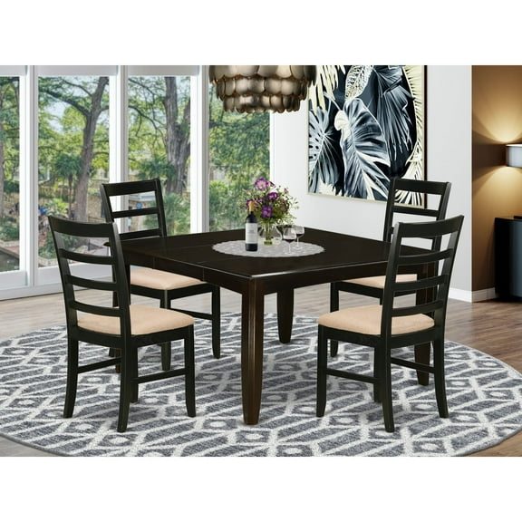 East West Furniture  Dining Table Set Includes a Kitchen Table with Butterfly Leaf and Dining Chairs (Chair Seat Type Options) PARF5-CAP-C