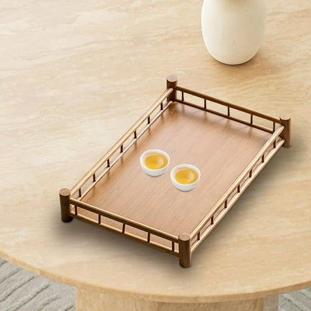 

Tongina Bamboo Serving Tray Bamboo Tea Set Accessory Compact Rectangular Bamboo Tray for Tea Storage Tray for Living Room Restaurants M