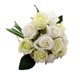 thumbnail image 1 of Xiao Hua Ramo de rosas artificiales de seda para decoración del hogar, 12 unidades, blanco y verde., 1 of 5
