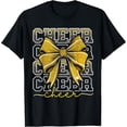 thumbnail image 2 of 100% Cotton Coquette Cheer Bow Team Cheerleader Gold Cheerleading Yellow T-Shirt, 2 of 5
