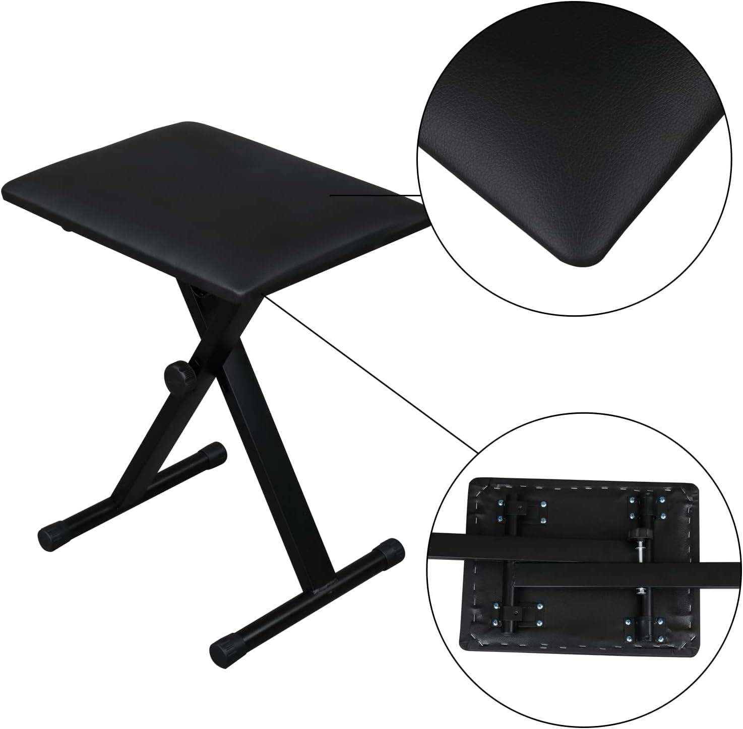 Single X Keyboard Stand and Bench Set, Adjustable Height Digital Piano Stand with Lockable Straps for 49 61 76 88 Keys