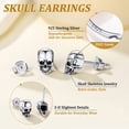 thumbnail image 4 of Pendientes de plata de ley Suplight para hombre con forma de calavera, 4 of 7