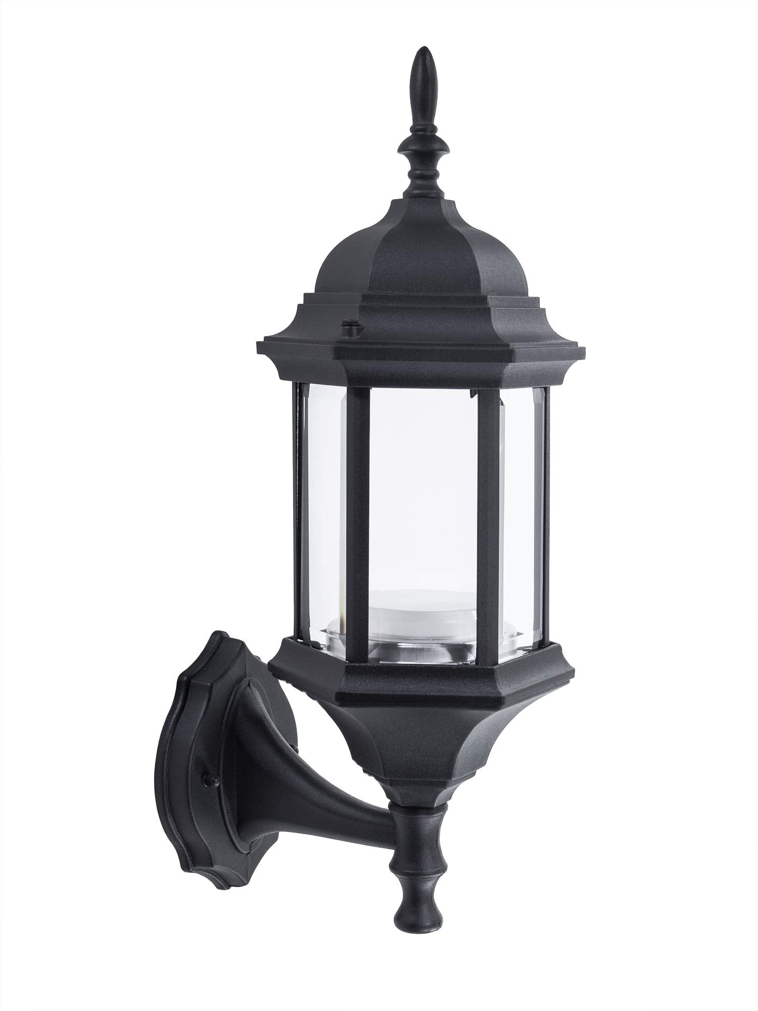 Durable Cast Aluminum with Black Finish & Beveled Glass Built in LED Gives 75W of Light from 9.5W of Power Patio Barn and More CORAMDEO Outdoor LED Wall Sconce Light for Porch Wet Location 
