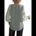thumbnail image 3 of Blusas Casuales de Verano para Mujer, Blusas de Oficina de Larga, Blusas de con Cuello en V y Pompones Verde L, 3 of 7