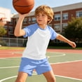 thumbnail image 7 of BXJX Girls Summer Outfit Sets, Short Sleeve Color Block 2 Piece T-Shirt and Shorts Set Blue Size 9-10 T, 7 of 7