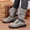 Gray, variant on Women's Casual Mid Calf Boots, Retro Splice Knit Belt Buckle Lace Up Platform Design with Breathable Lining, Trendy Boots for Daily Party Gift
