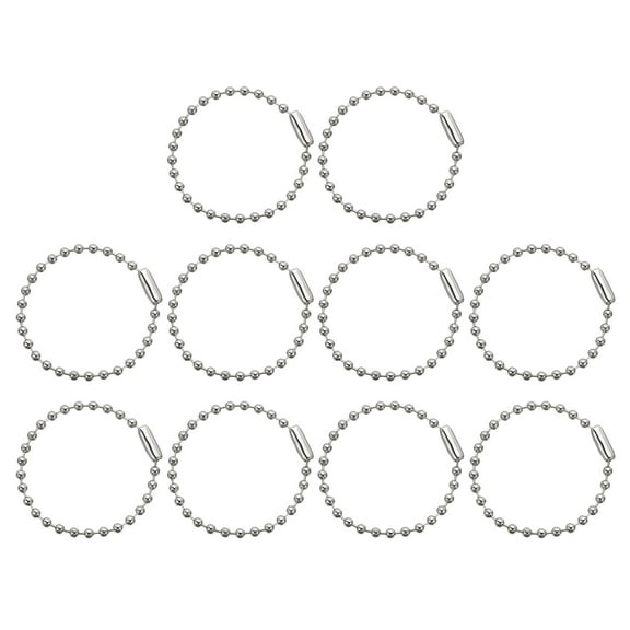 Uxcell 50pcs Ball Beads Chain 4 Inch 2.4mm Diameter Metal Ball Connector Clasp, Silver
