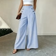 thumbnail image 3 of JOANKDMI Striped Wide Leg Pants for Women High Waisted Flowy Trousers with Sailor Button Detail Casual Dressy Work Office Wear Flattering Summer Holiday Bottoms, 3 of 8