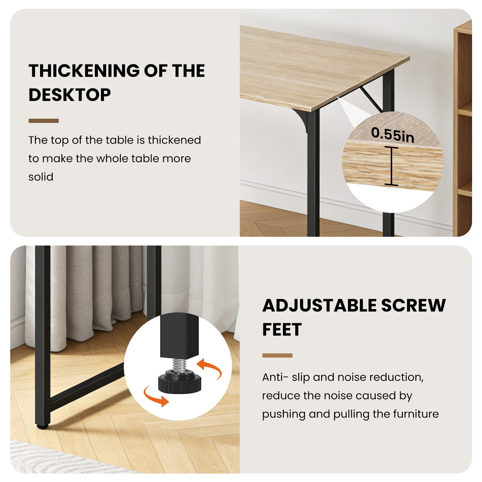 Dkelincs 40 inch Computer Desk and Chair Set Home Office Modern Wood Study Desk & Mesh Ergonomic Height Adjustable Office Chair for Small Spaces, Nature & Black