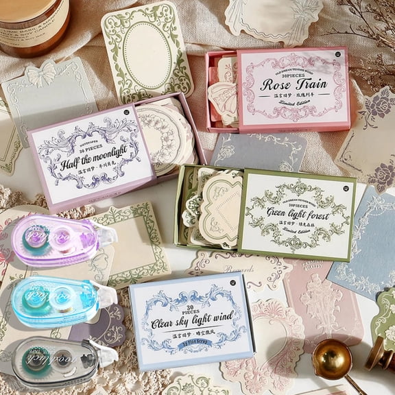 Premium Scrapbook Vintage Supplies Kit, 120pcs Aesthetic Paper for Junk Journal, Card Making