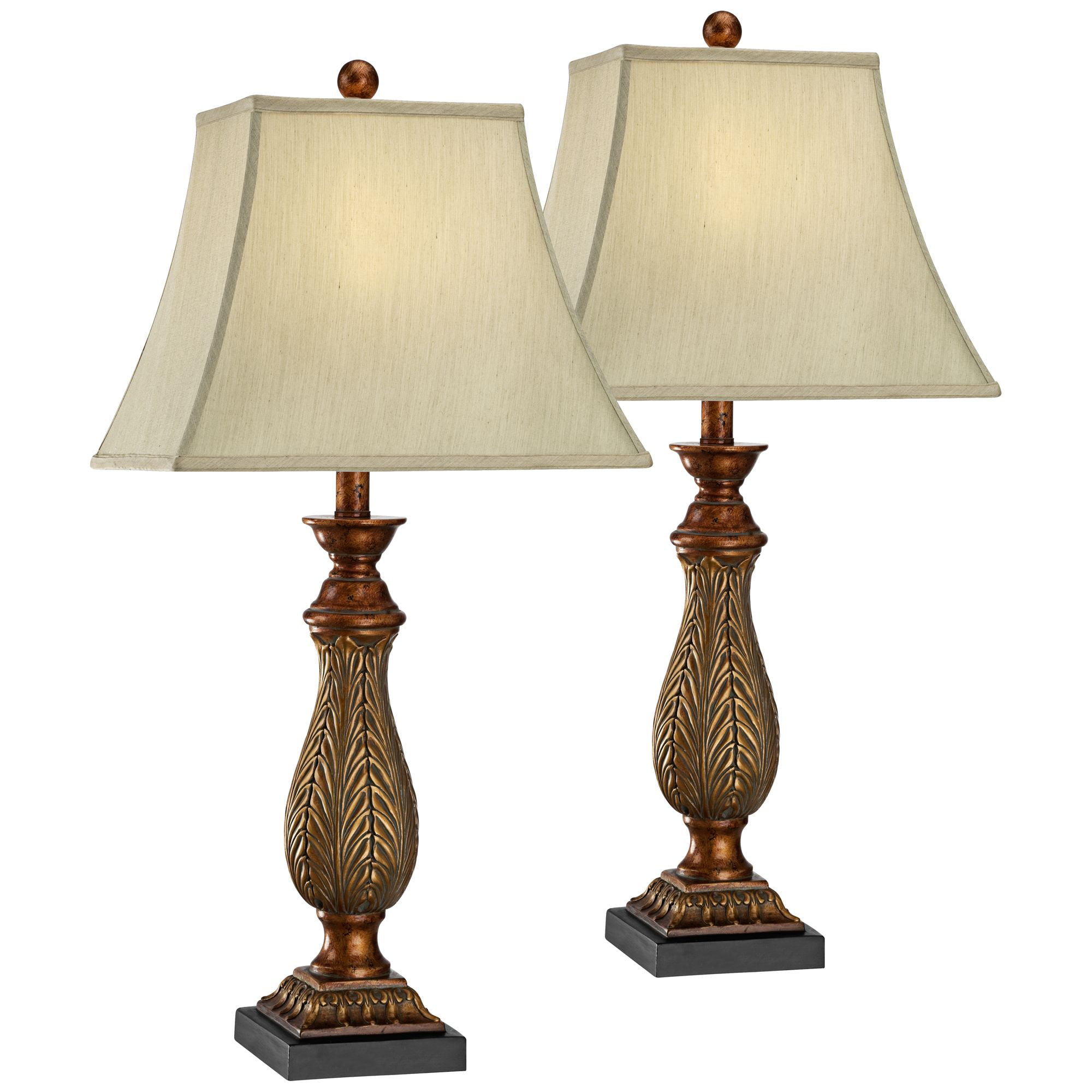 Regency Hill Traditional Table Lamps Set Of 2 Two Tone Gold Leaf Linen
