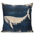 thumbnail image 2 of Ocean Whale Blue Decorative Pillowcase 24''x24'', Summer Coastal Vintage Wood Grain Throw Pillow Covers Soft Cushion Case for Couch Sofa Bedroom Living Room, Pillowcase Boho Decor, 2 of 8