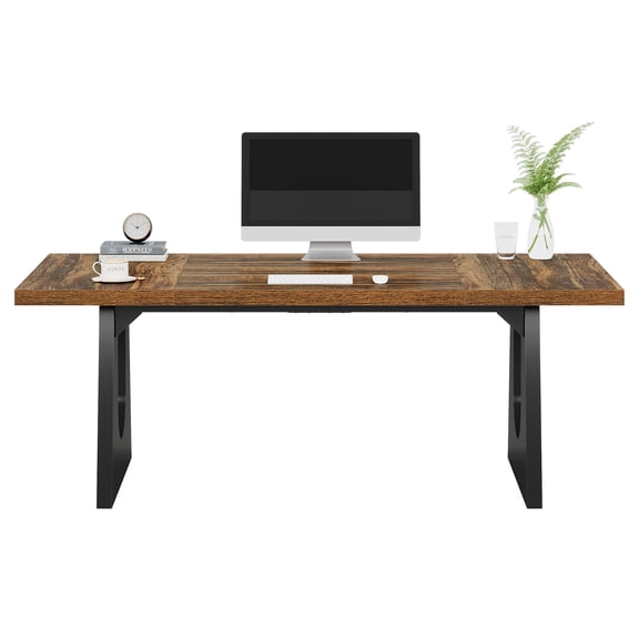 Tribesigns 70.86-Inch Executive Desk, Large Computer Office Desk with Double Wood Pedestal, Modern Simple Style Rectangle Writing Table for Home Office