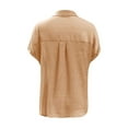 thumbnail image 6 of vigerkar Womens Summer Button Down Shirts Lapel Short Sleeve Shirt Collared Casual Comfy Blouses Tops Khaki, S, 6 of 6