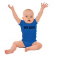 thumbnail image 3 of Wait What Funny Novelty One Liner Romper Boys or Girls Infant Baby Brisco Brands NB, 3 of 7