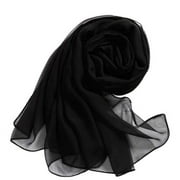 MRULIC scarfs for women Thin Scarves Scarf Chiffon Women Soft Lady Girls Wrap Shawl Beach Long Scarf Black + One size