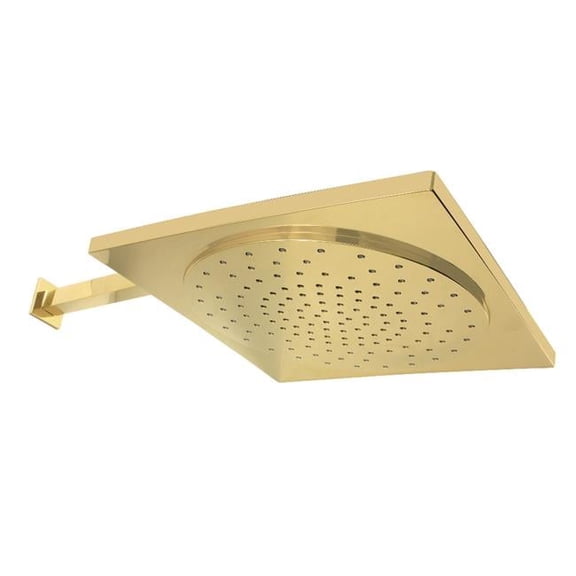 12 in. Claremont Rainfall Square Shower Head with 16 in. Shower Arm, Polished Brass