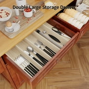 Kitchen Island with Storage, Lofka 52 Kitchen Islands Cart with Wood Drop Leaf and Lockable Wheels, Brown