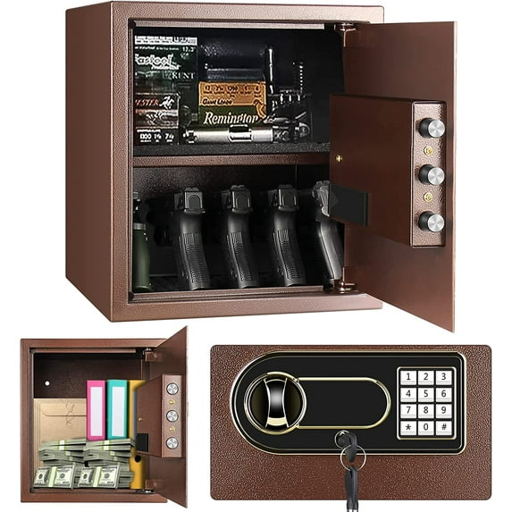 Security Cabinet Safe, Steel Lock Box hand Gun Safe with Digital Keypad Access -Perfect for Home/Office/Hotel, Secure Pistols, Documents, Jewelry, Valuables-13.75 x 13 x 15Inches Keypad Safe