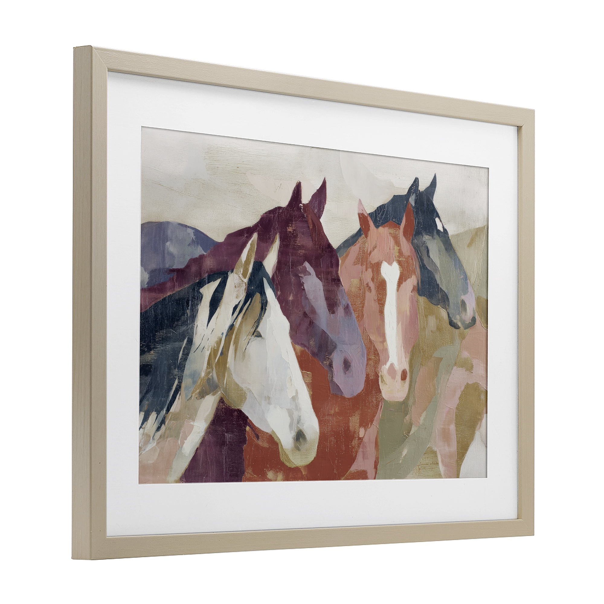 Stupell Industries Calm Horses Abstraction Birch Framed Print Under Glass, design by Chromatic Storm Studio