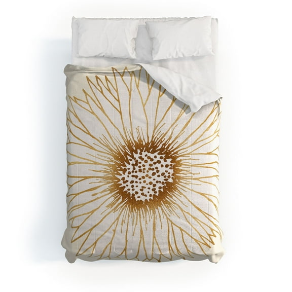 Society6 Modern Tropical Gold Sunflower Comforter Cotton Full