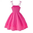 thumbnail image 3 of Fonma Girls Spaghetti Strap Smocked Dress Layered Beach Sundress A-Line Midi Dresses 8-12 Years Hot Pink, 3 of 8