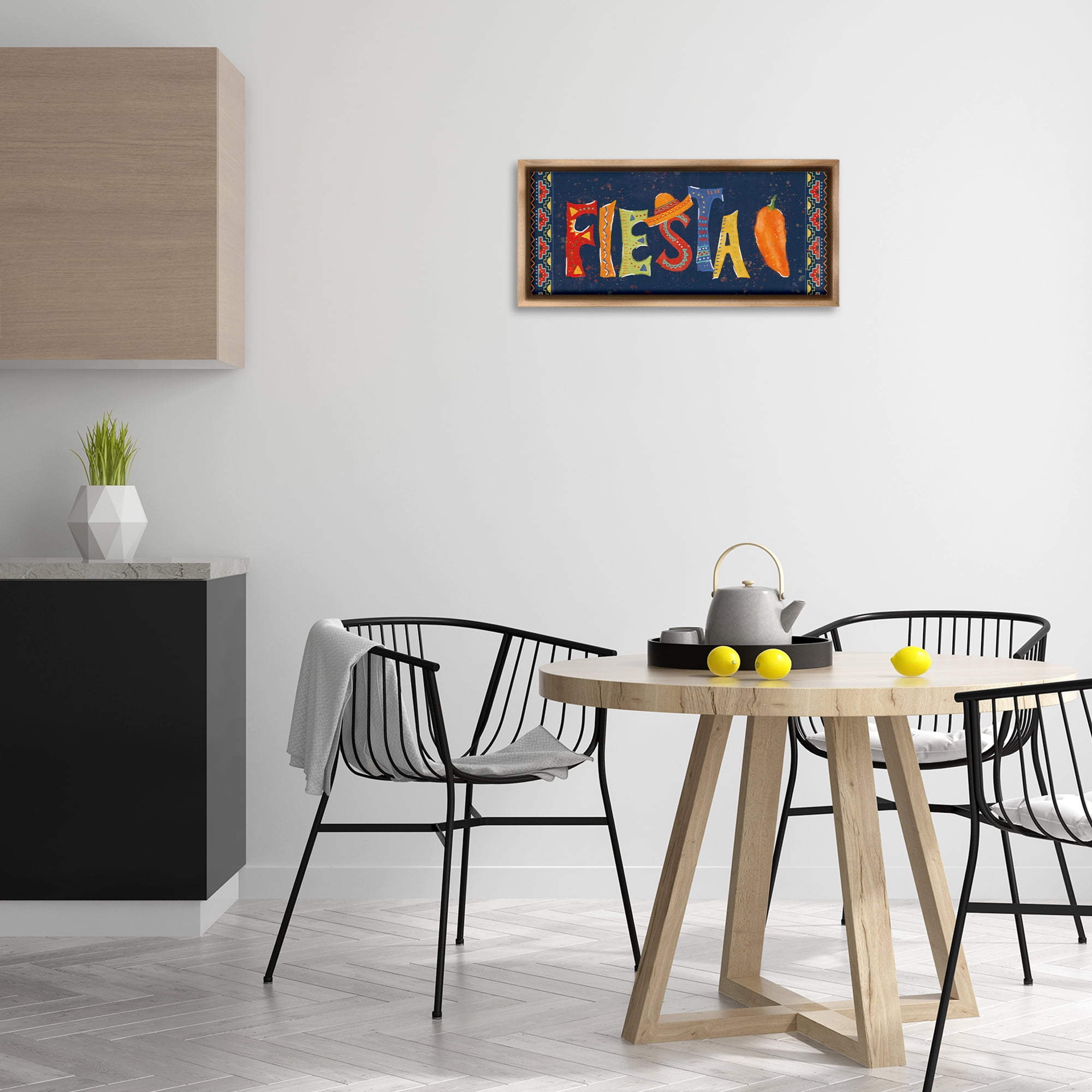 Stupell Industries Fiesta con Pimiento Colorido Food & Beverage Painting Brown Floater Framed Art Print Wall Art, 25 x 11