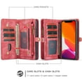 thumbnail image 2 of iPhone 11 Pro Max Case 6.5" 2019, Allytech 2 in 1 Magnetic Detachable TPU Back Cover Folio Flip Shell Stand Zipper Wallet Purse w/ Cards Holder Shockproof Case for Apple iPhone 11 Pro Max,Red, 2 of 9
