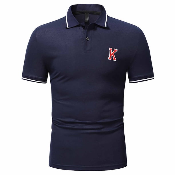 Camiseta de manga corta informal de moda de verano, camiseta ajustada con solapa superior para hombre Pompotops oipoqjl44679