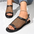 thumbnail image 6 of Domuza Women’s Comfortable Mesh Open Toe Sandals, Adjustable Buckle Ankle Strap Flat Shoes with Soft Insole for Summer and Outdoor Use Black 5.5（EU-36）, 6 of 8