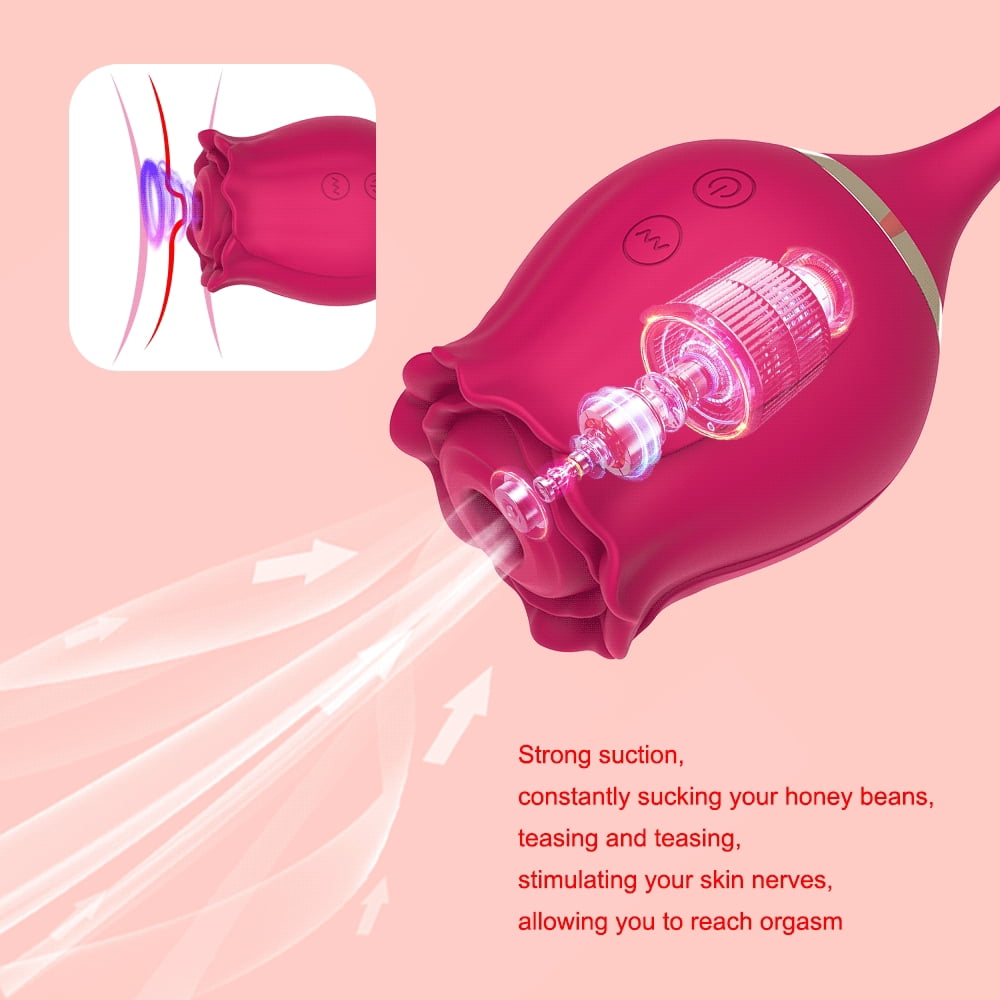 Rose Toys for Women, 2 in 1 Rose Sucking Vibrators and G Spot Clitoral Stimulator for Women