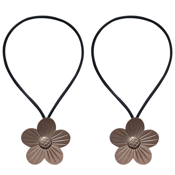 Corbata de cortina, cuerda decorativa para ventana, correa de adsorción de cortinas de flores de metal para baño de oficina, cobre rojo 2 Piezas Advancent HA002832-01