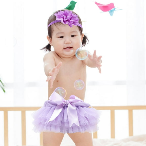 ELAYARD Baby Girls Flower Headband Set, Satin Elastic Violet, Photography Props, Soft and Easy to Wash