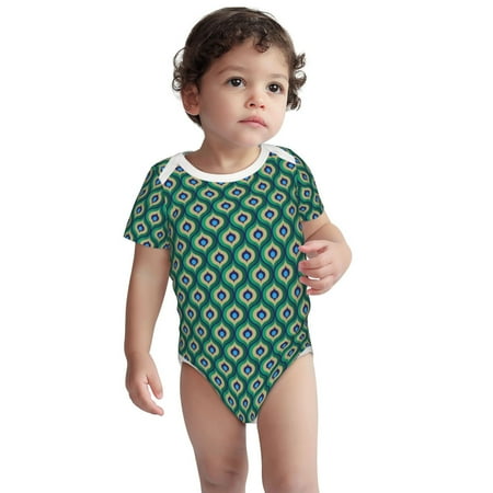

Kdxio Peacock S Tail Pattern Unisex Baby Cotton Short Sleeve Bodysuits-18 Months