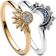 thumbnail image 1 of Sun And Moon Ring Set, Sparkling Sun Moon Ring For Women, 1 of 5