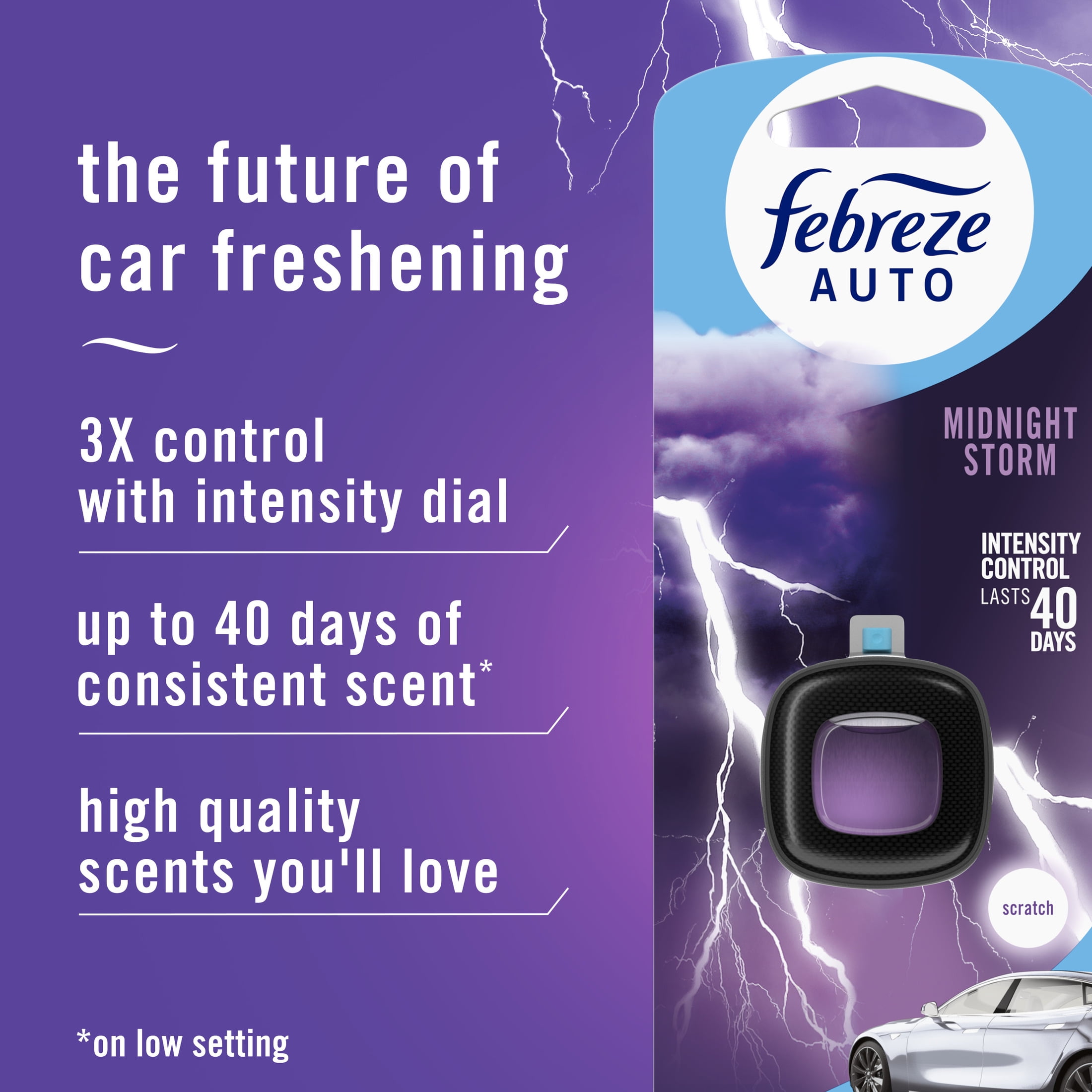 (2 pack) Febreze AUTO Car Vent Clip Air Freshener, Midnight Storm Scent, 2 Count