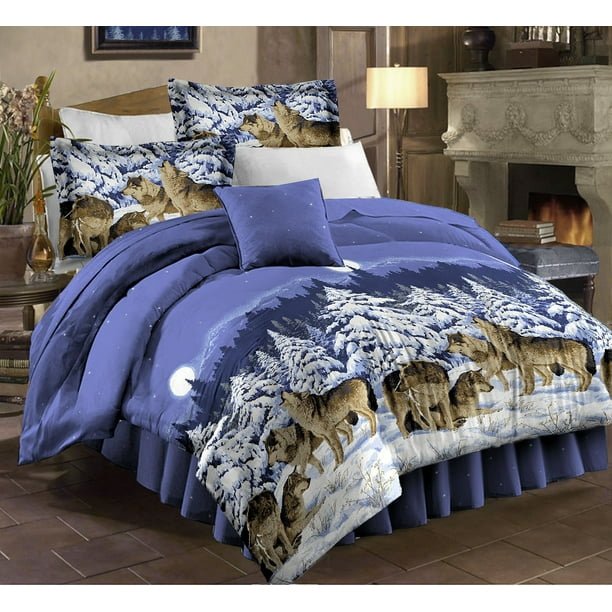 Wolf Wolves Queen Comforter * Sheet Set Mountain Cabin Lodge Bedding (8