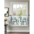 thumbnail image 2 of Christmas Blue Snowman Sheer Curtains 45 Inch Long 2 Panels, Winter Snow Scene Pine Tree Forest Bird Light Filtering Rod Pocket Semi Sheer Curtains, Sheer Voile Drapes for Living Room, 52"x45", 2 of 5