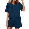thumbnail image 1 of Conjunto de Pijama de las Mujeres de Moda Casual Color Sólido Manga Corta Cuello Redondo Top Y Pantalones, 1 of 6