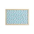 thumbnail image 1 of Ostrich Wall Art with Frame, Repetitive Pattern of Watercolor Style Trees and Long Legged Animal, Printed Fabric Poster for Bathroom Living Room, 35" x 23", Pale Blue and Multicolor, by Ambesonne, 1 of 2