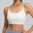 thumbnail image 6 of Floleo Women's Multi-Strap Back Sports Bra, Fixed Padded Cups, Scoop Neck Yoga Workout & Everyday Comfort Bralette (White,S), 6 of 9