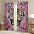 thumbnail image 2 of Homewish Cartoon Tiger Print Curtains Pack of 2 (42x84 Each), Chinese Embroidery Artwork Curtains Blackout, Pink Old Fashion Bedroom Curtains, Black Out Curtains Decor, 2 of 6